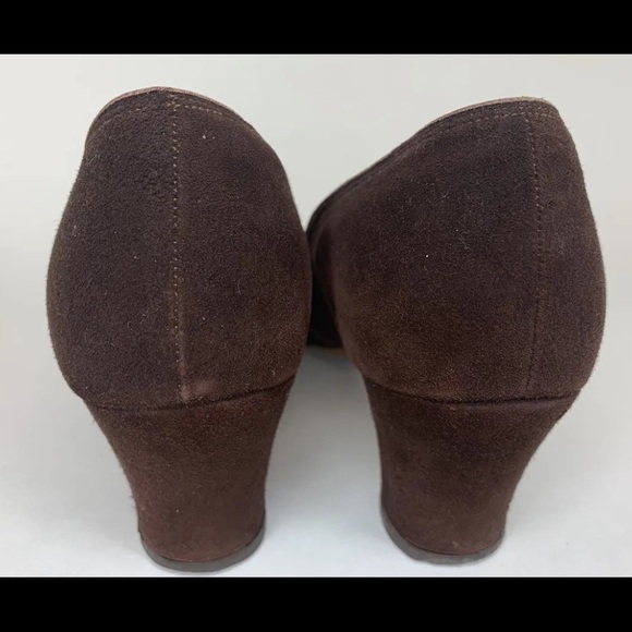 VTG 1930s Peep Toe Suede Heels Pumps Sz 8AAAA - Picture 2 of 6